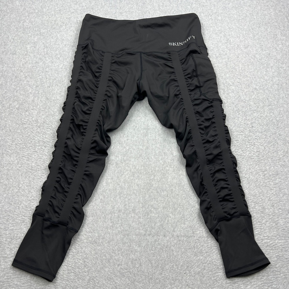 Skinnify Leggings Women XXXL Black Ruched High Waisted Fitness Resistance Band